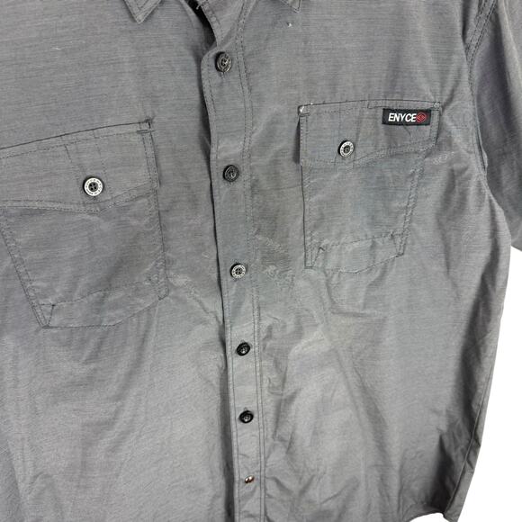 ENYCE Gray Collared Short Sleeve Graphic Casual Button Up Shirt Men's Size XL - Picture 3 of 5